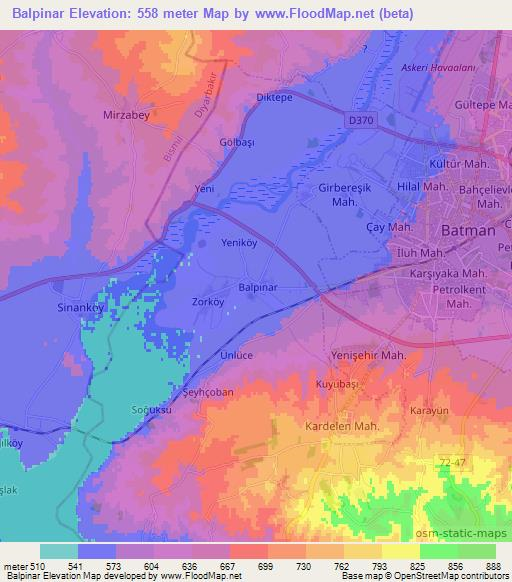 Balpinar,Turkey Elevation Map