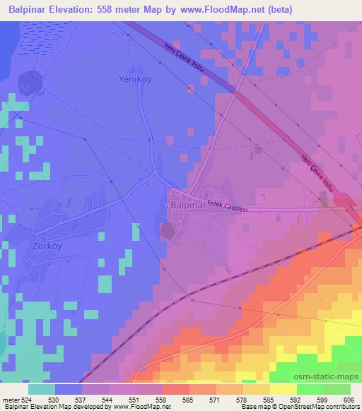 Balpinar,Turkey Elevation Map