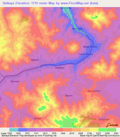 Balkaya,Turkey Elevation Map