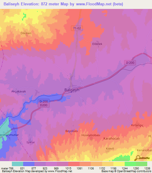 Baliseyh,Turkey Elevation Map