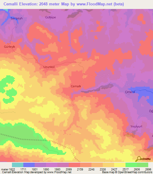 Cemalli,Turkey Elevation Map