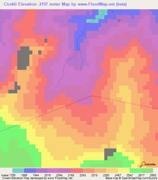 Cicekli,Turkey Elevation Map