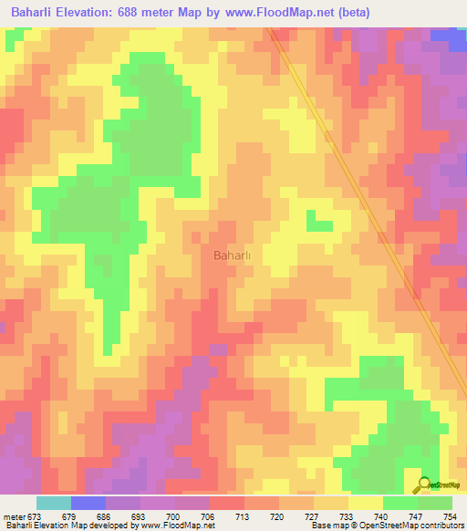 Baharli,Turkey Elevation Map