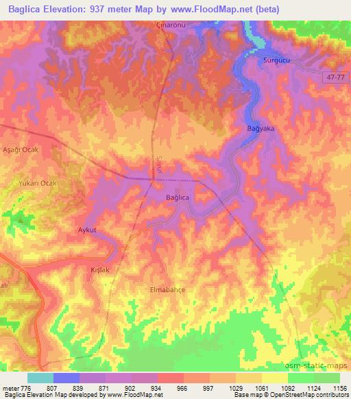 Baglica,Turkey Elevation Map