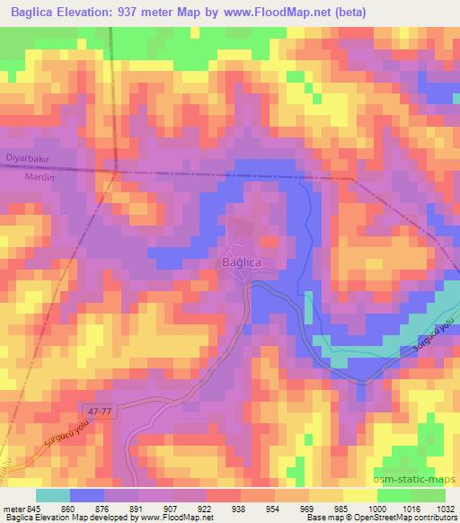 Baglica,Turkey Elevation Map