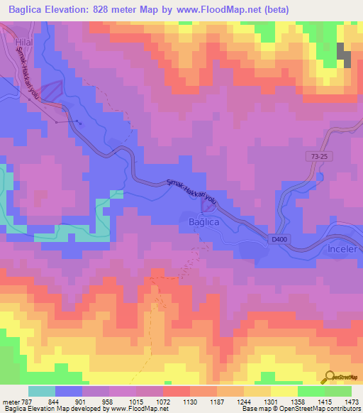 Baglica,Turkey Elevation Map