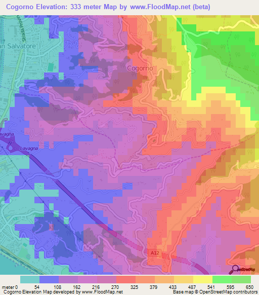 Cogorno,Italy Elevation Map