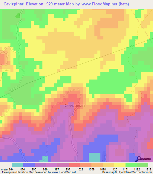 Cevizpinari,Turkey Elevation Map