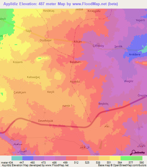 Ayyildiz,Turkey Elevation Map