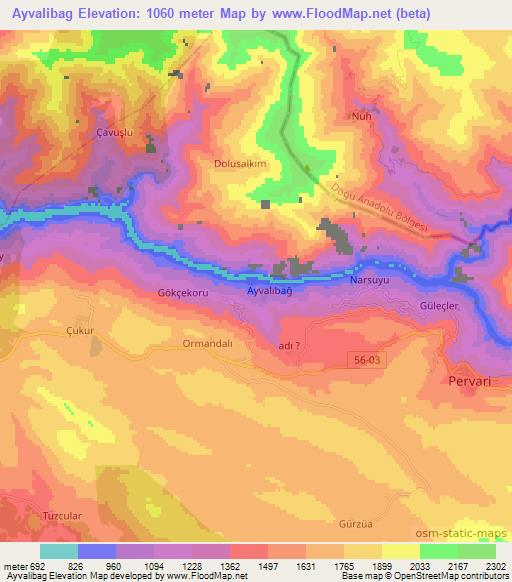 Ayvalibag,Turkey Elevation Map