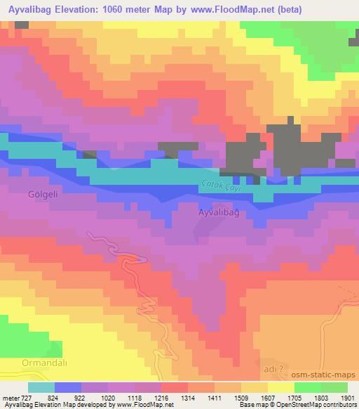 Ayvalibag,Turkey Elevation Map