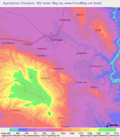 Agaclipinar,Turkey Elevation Map