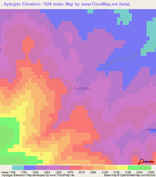 Aydogdu,Turkey Elevation Map