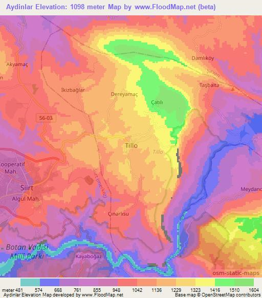 Aydinlar,Turkey Elevation Map