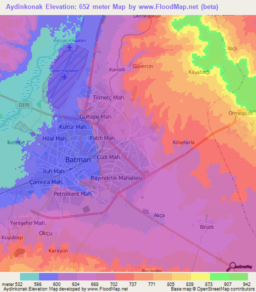 Aydinkonak,Turkey Elevation Map