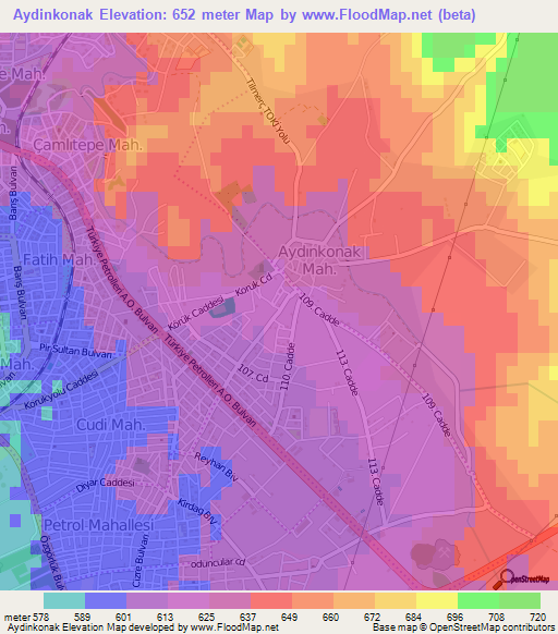 Aydinkonak,Turkey Elevation Map