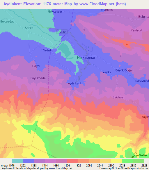 Aydinkent,Turkey Elevation Map