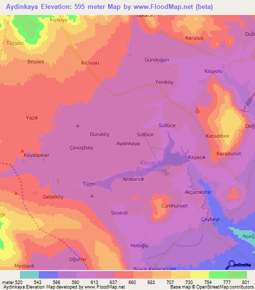 Aydinkaya,Turkey Elevation Map