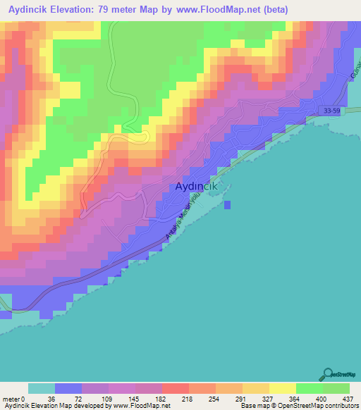 Aydincik,Turkey Elevation Map