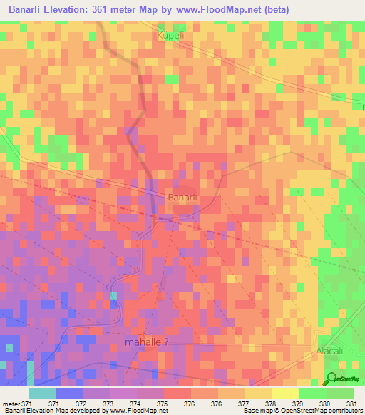 Banarli,Turkey Elevation Map