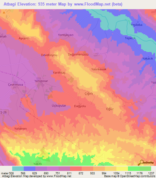 Atbagi,Turkey Elevation Map