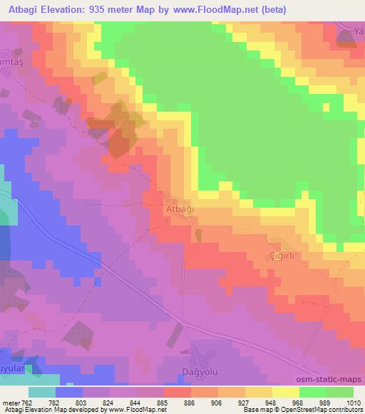 Atbagi,Turkey Elevation Map