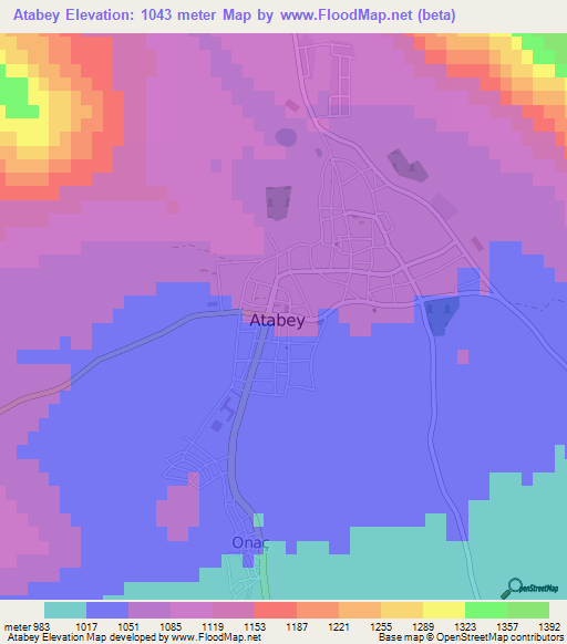 Atabey,Turkey Elevation Map