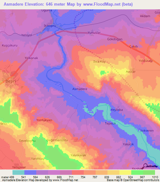 Asmadere,Turkey Elevation Map