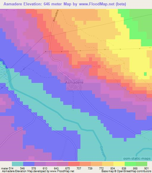 Asmadere,Turkey Elevation Map