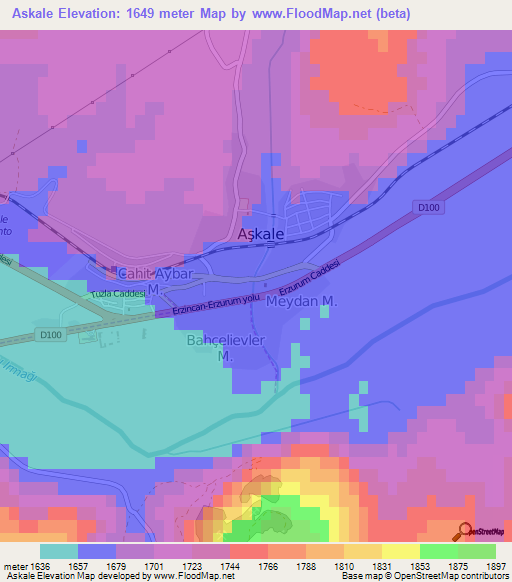 Askale,Turkey Elevation Map