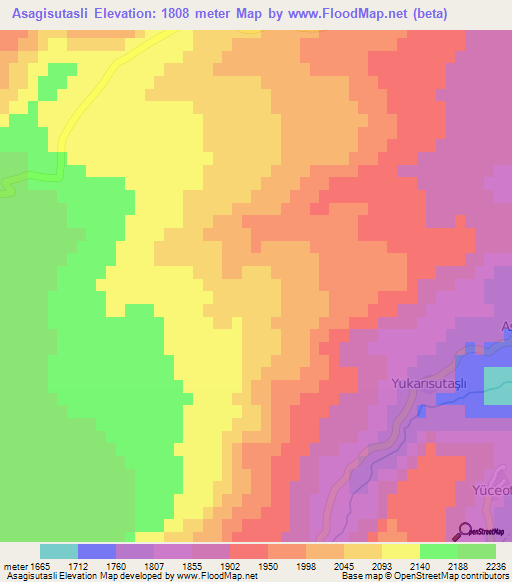 Asagisutasli,Turkey Elevation Map