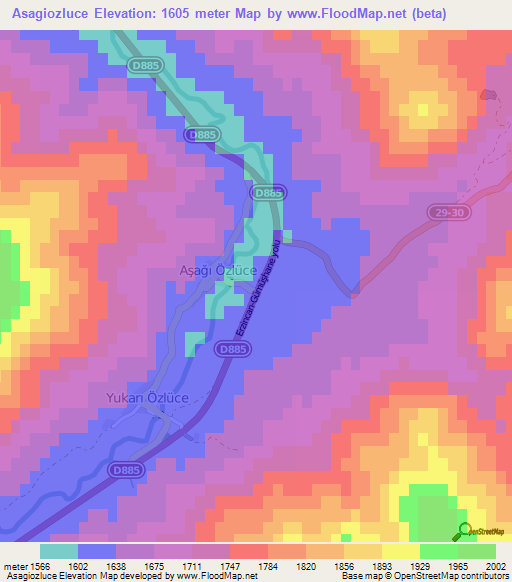 Asagiozluce,Turkey Elevation Map