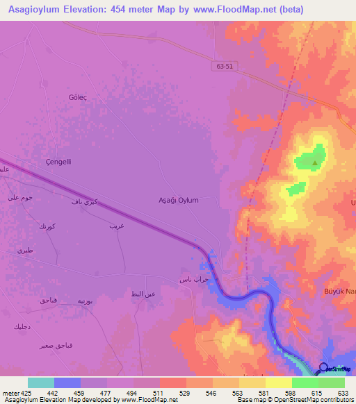 Asagioylum,Turkey Elevation Map