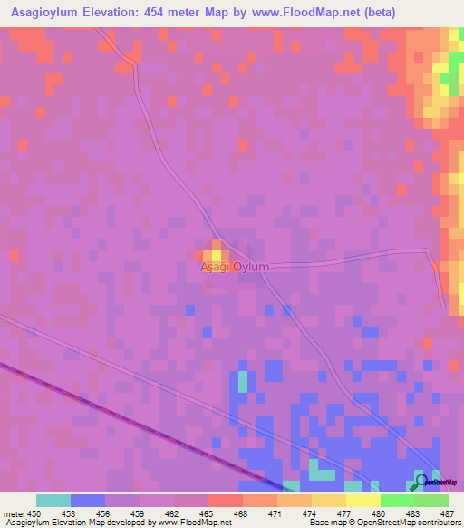 Asagioylum,Turkey Elevation Map