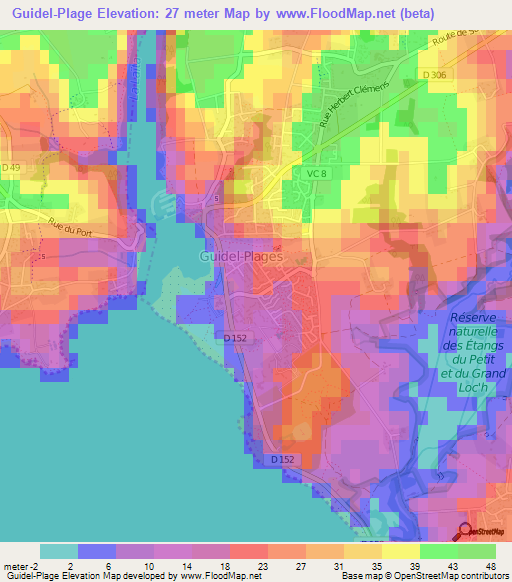 Guidel-Plage,France Elevation Map