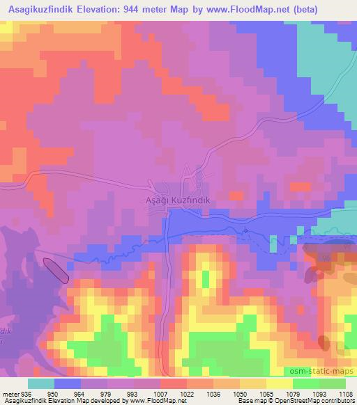 Asagikuzfindik,Turkey Elevation Map