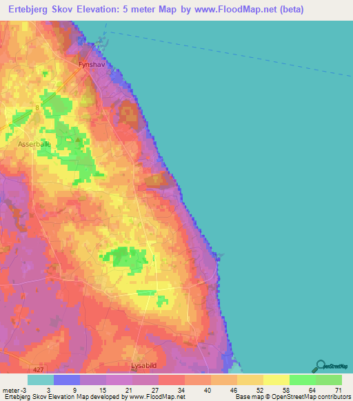 Ertebjerg Skov,Denmark Elevation Map