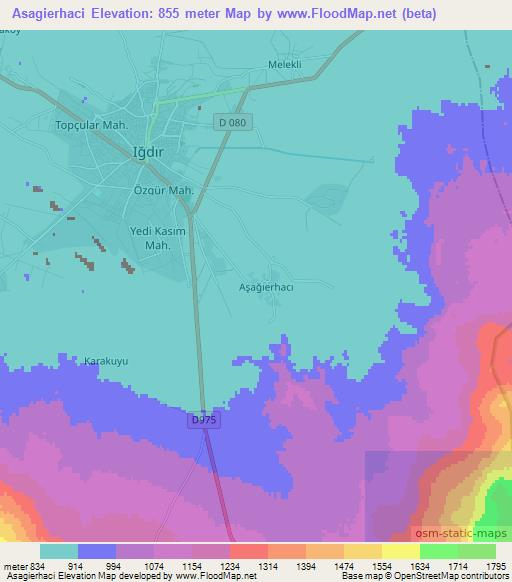 Asagierhaci,Turkey Elevation Map