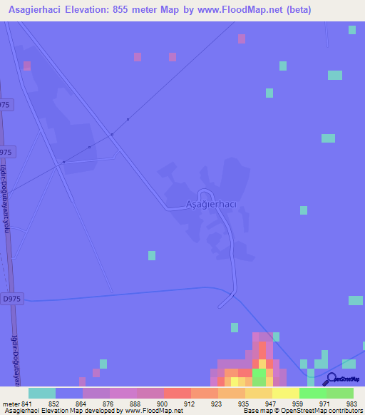 Asagierhaci,Turkey Elevation Map