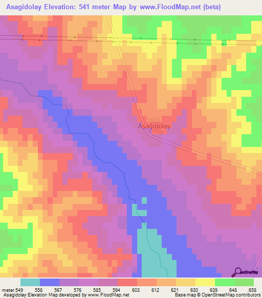 Asagidolay,Turkey Elevation Map