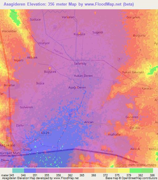 Asagideren,Turkey Elevation Map