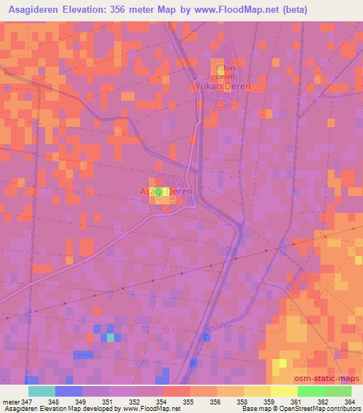 Asagideren,Turkey Elevation Map