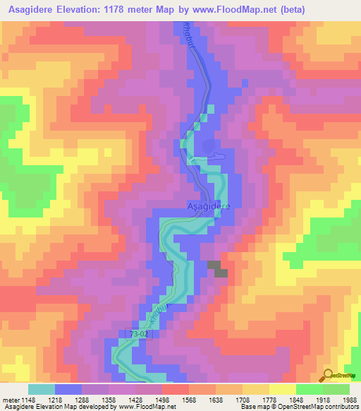 Asagidere,Turkey Elevation Map