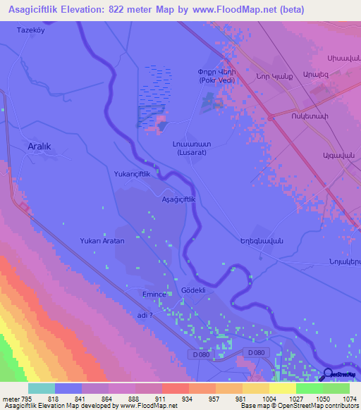 Asagiciftlik,Turkey Elevation Map