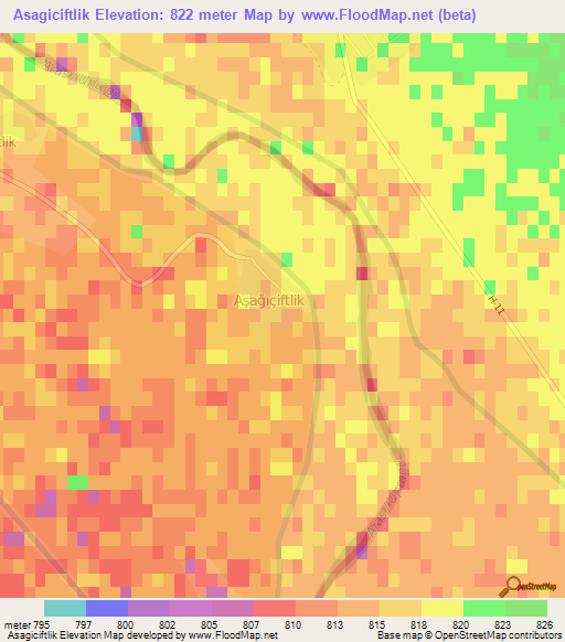 Asagiciftlik,Turkey Elevation Map