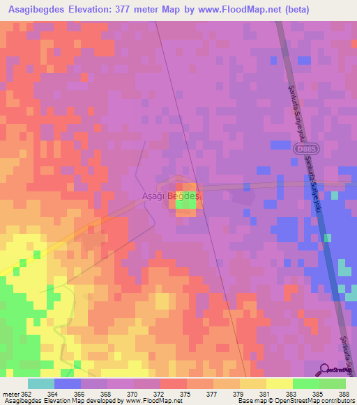 Asagibegdes,Turkey Elevation Map