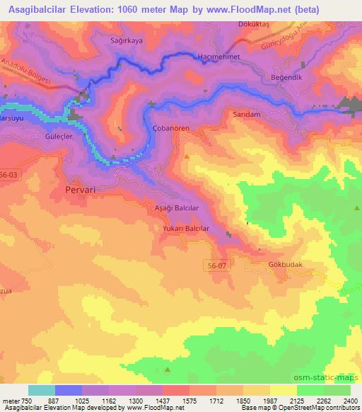 Asagibalcilar,Turkey Elevation Map