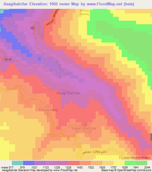 Asagibalcilar,Turkey Elevation Map