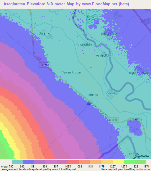 Asagiaratan,Turkey Elevation Map