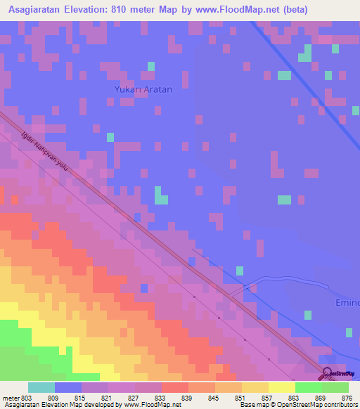 Asagiaratan,Turkey Elevation Map